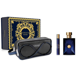 Versace Pour Homme Dylan Blue zestaw woda toaletowa spray 100ml + miniatura wody toaletowej spray 10ml + kosmetyczka