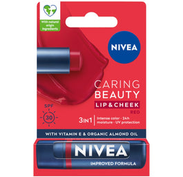 Nivea Caring Beauty pielęgnująca pomadka do ust 3w1 Red 4.8g