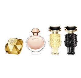 Paco Rabanne Miniature Gift Set zestaw Lady Million woda perfumowana 5ml + Olympea woda perfumowana 6ml + Fame woda perfumowana 4ml + Fame perfumy 4ml