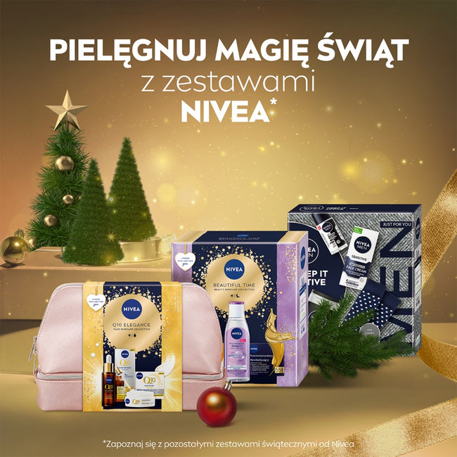 Nivea Beauty Collection zestaw antyperspirant roll-on 50ml + mleczko do ciała 250ml + żel pod prysznic 250ml + krem do rąk 100ml + kosmetyczka