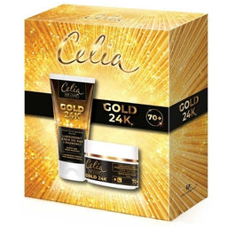 Celia De Luxe Gold 24K zestaw luksusowy krem przeciwzmarszczkowy 70+ 50ml + luksusowy krem do rąk i paznokci 80ml