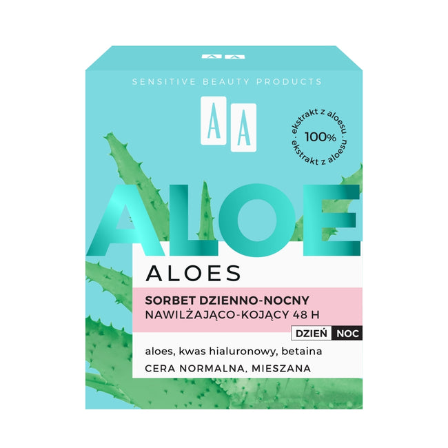 AA Aloes 100% aloe vera extract sorbet dzienno-nocny 48h nawilżająco-kojący 50ml