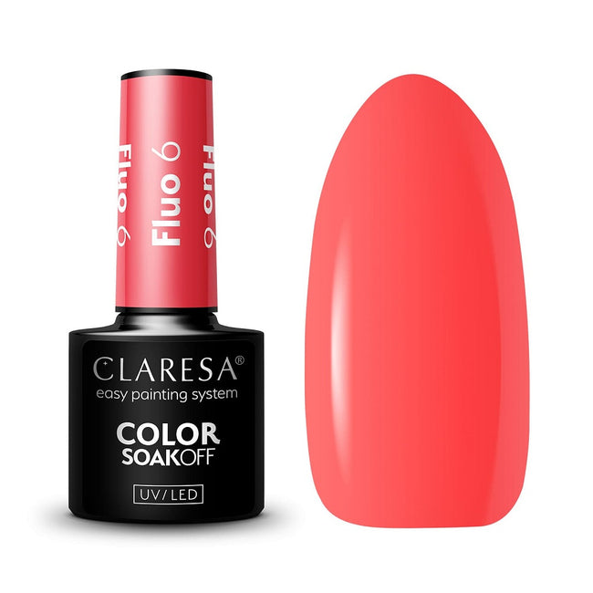 Claresa Soak Off UV/LED Fluo lakier hybrydowy 6 5g