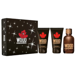 Dsquared2 Wood Pour Homme zestaw woda toaletowa spray 100ml + żel pod prysznic 100ml + balsam po goleniu 100ml