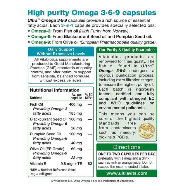 Vitabiotics Ultra Omega 3·6·9 suplement diety 60 kapsułek