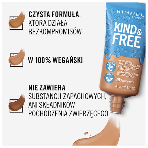 Rimmel Kind & Free wegański podkład nawilżający 150 Rose Vanilla 30ml