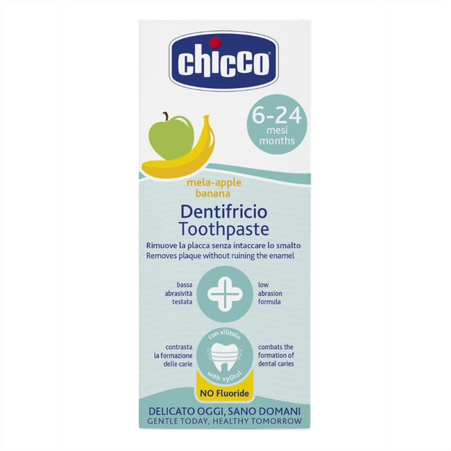 Chicco Toothpaste pasta do zębów bez fluoru o smaku jabłkowo-bananowym 6-24m 50ml