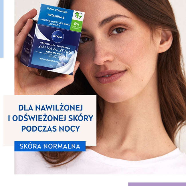 Nivea 24H Nawilżenia + Regeneracja nawilżający krem na noc cera normalna i mieszana 50ml