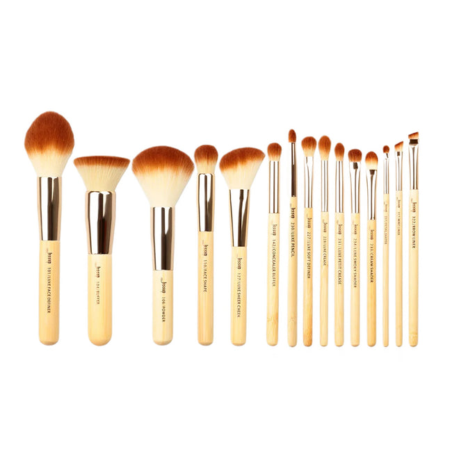 JESSUP Mature Peeled Bamboo Makeup Brush zestaw bambusowych pędzli do makijażu twarzy T140 15szt.