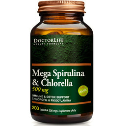 Doctor Life Mega Spirulina & Chlorella 500mg suplement diety 200 tabletek