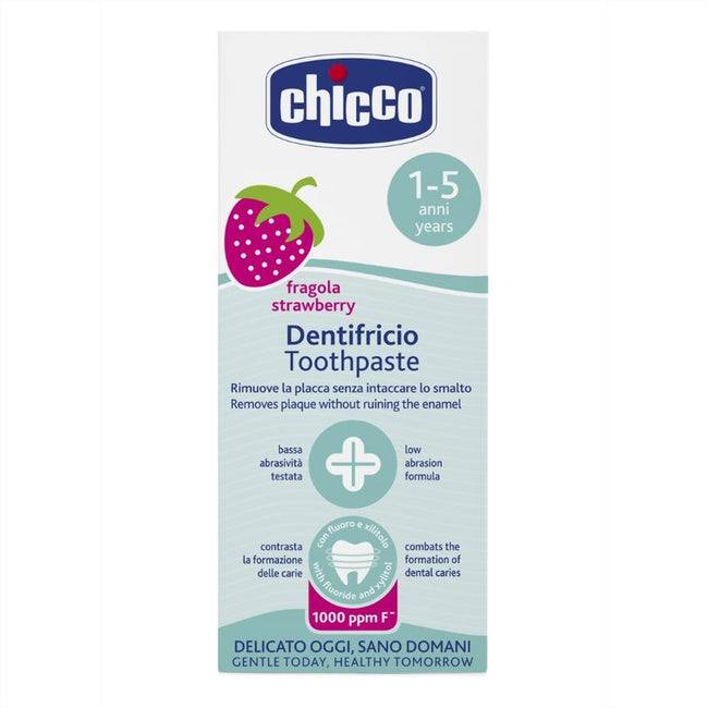 Chicco Toothpaste Pasta do zębów z fluorem 1000ppm o smaku truskawkowym 1-5l 50ml