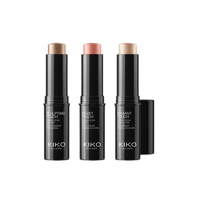 KIKO Milano Contouring Face Set zestaw sztyft do konturowania 10g + róż w sztyfcie 10g + rozświetlacz w sztyfcie 10g