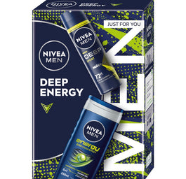 Nivea Men Deep Energy zestaw żel pod prysznic 3w1 250ml + antyperspirant spray 150ml