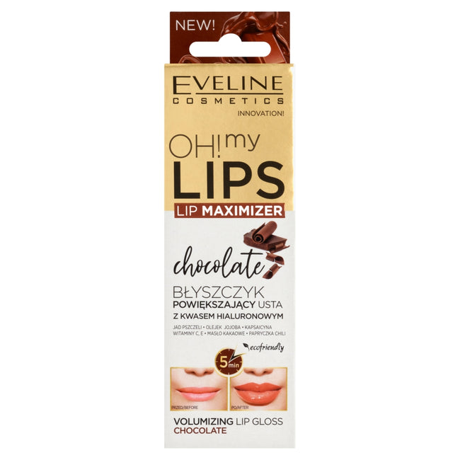 Eveline Cosmetics Oh! My Lips Lip Maximizer błyszczyk powiększający usta z kwasem hialuronowym Chocolate 4.5ml