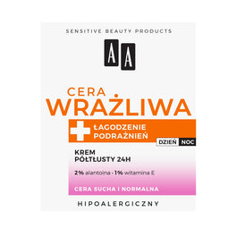 AA Cera Wrażliwa krem półtłusty 24h do cery suchej i normalnej na dzień i noc 50ml