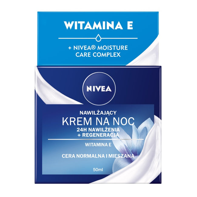 Nivea 24H Nawilżenia + Regeneracja nawilżający krem na noc cera normalna i mieszana 50ml