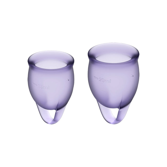 Satisfyer Feel Confident Menstrual Cup zestaw kubeczków menstruacyjnych 15ml + 20ml Lila