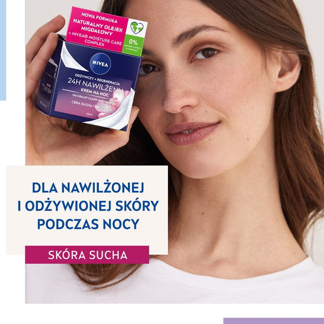 Nivea 24H Nawilżenia+Regeneracja odżywczy krem na noc cera sucha i wrażliwa 50ml