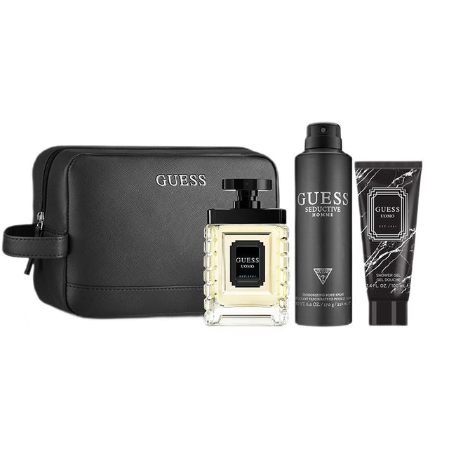 Guess Uomo zestaw woda toaletowa spray 100ml + dezodorant spray 226ml + żel pod prysznic 100ml + kosmetyczka