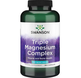 Swanson Triple Magnesium Complex suplement diety wspomagający zdrowie mięśni i kości 300 kapsułek