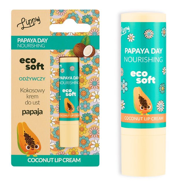 ECOSOFT Lippy Day kokosowy krem do ust Papaya 4.8g