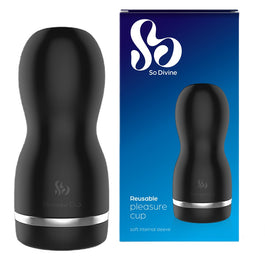 So Divine Reusable Pleasure Cup masturbator wielokrotnego użytku Black