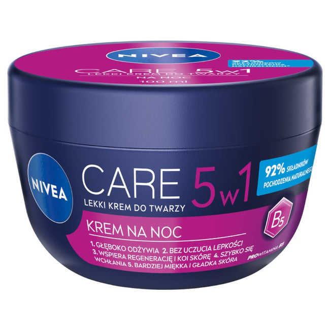 Nivea Care 5w1 lekki krem do twarzy na noc 100ml