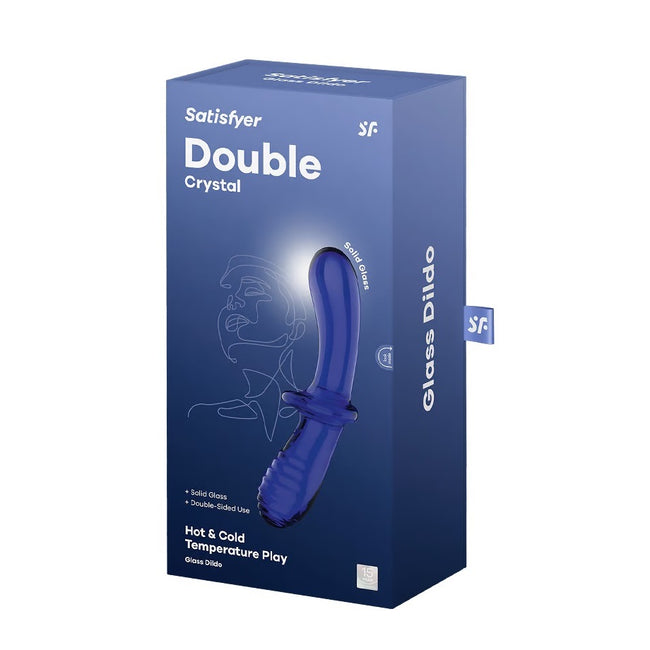 Satisfyer Double Crystal dildo szklane Light Blue