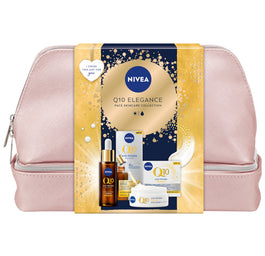 Nivea Q10 Elegance zestaw przeciwzmarszczkowy krem na dzień 50ml + podwójnie aktywne serum 30ml + kosmetyczka