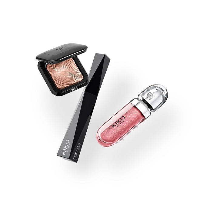 KIKO Milano Holiday Wonderlights Total Look Make Up Gift Set zestaw metaliczny cień do powiek 3g + tusz do rzęs 11ml + błyszczyk do ust 6.5ml