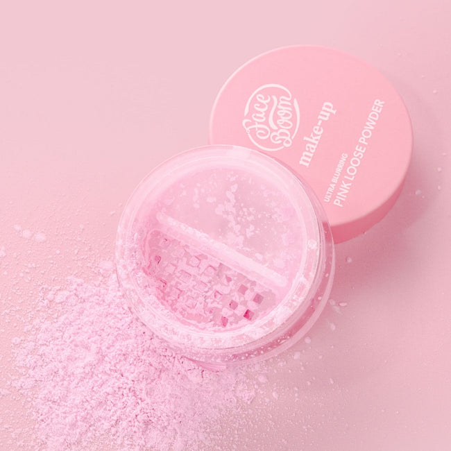 Face Boom Ultra Blurring Pink Loose Powder blurujący sypki puder do twarzy i pod oczy 6g