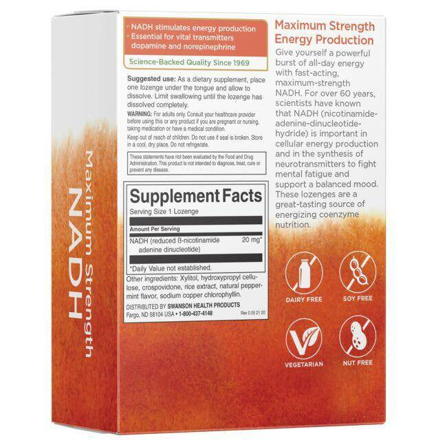 Swanson Maximum Strength NADH Fast-Acting 20 mg suplement diety 30 tabletek