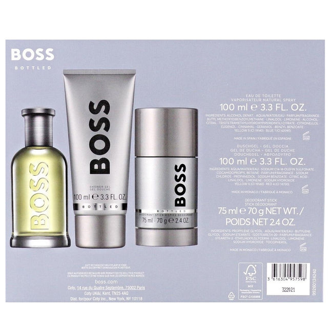 Hugo Boss Bottled zestaw woda toaletowa spray 100ml + żel pod prysznic 100ml + dezodorant sztyft 75ml