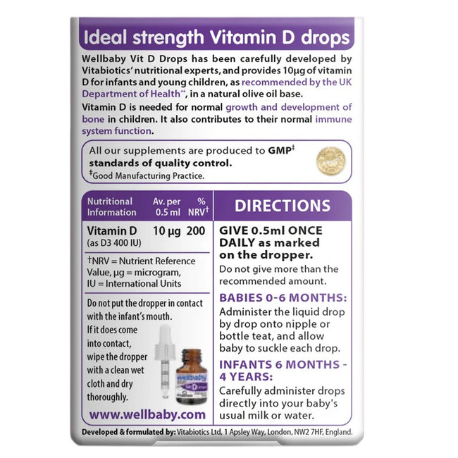 Vitabiotics Wellbaby Vitamin D Drops witamina D w kroplach 30ml