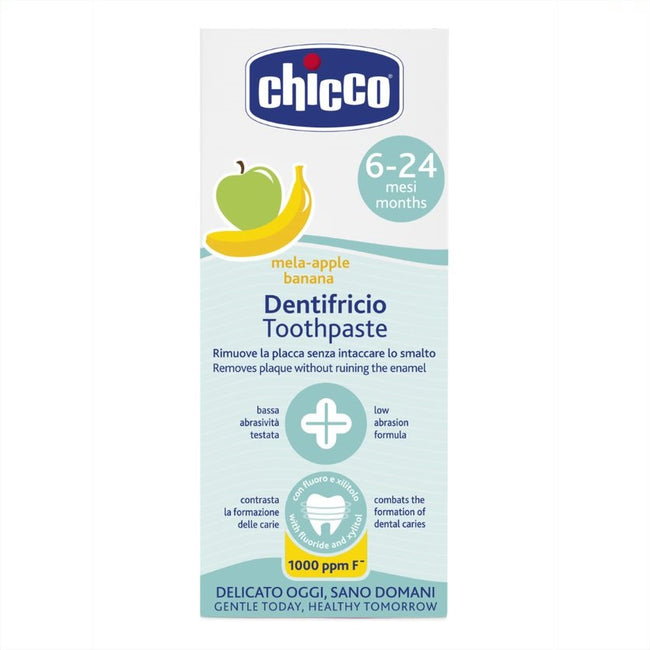 Chicco Toothpaste Pasta do zębów z fluorem 1000ppm o smaku jabłkowo-bananowym 6-24m 50ml