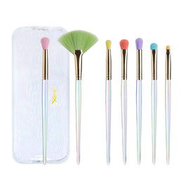 JESSUP Colorful Makeup Brushes zestaw kolorowych pędzli do makijażu w kosmetyczce T318 7szt.