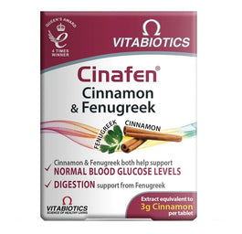 Vitabiotics Cinafen Cinnamon & Fenugreek cynamon z kozieradką suplement diety 60 tabletek