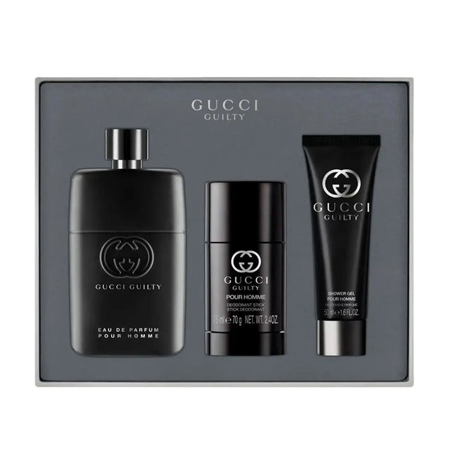 Gucci Guilty Pour Homme zestaw woda perfumowana spray 90ml + żel pod prysznic 50ml + dezodorant sztyft 75ml