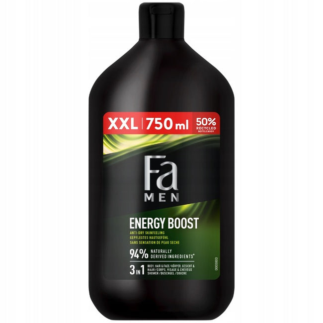 Fa Men Sport Energy Boost żel pod prysznic z formułą 3w1 o zapachu guarany i żeń-szenia 750ml