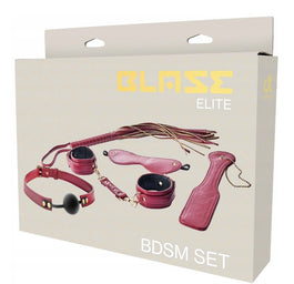 Dream Toys Blaze Elite BDSM Set zestaw pejcz + packa + kajdanki + opaska na oczy + obroża Red