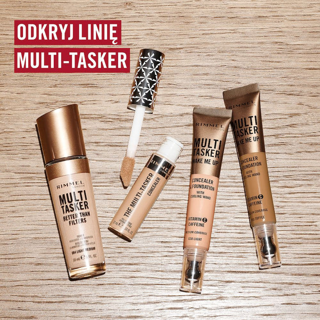 Rimmel Multi-Tasker Wake Me Up rozświetlający korektor z masującym aplikatorem 025 Rose Ivory 20ml