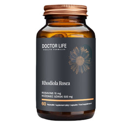 Doctor Life Rhodiola Rosea ekstrakt z korzenia różeńca górskiego 500mg i rozawiny 15mg suplement diety 60 kapsułek