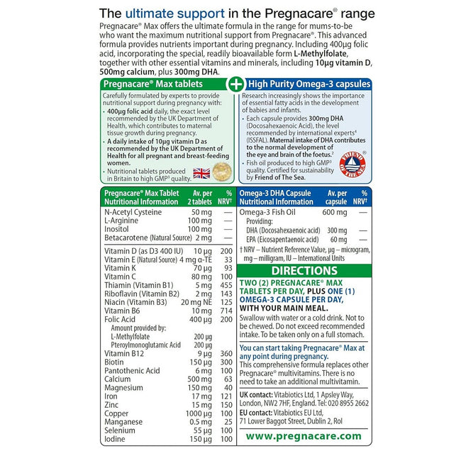 Vitabiotics Pregnacare Max suplement diety dla kobiet w ciąży 84 tabletki/kapsułki