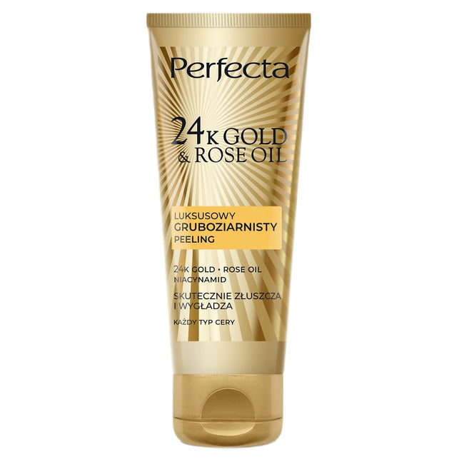 Perfecta 24K Gold & Rose Oil luksusowy gruboziarnisty peeling do twarzy 75g