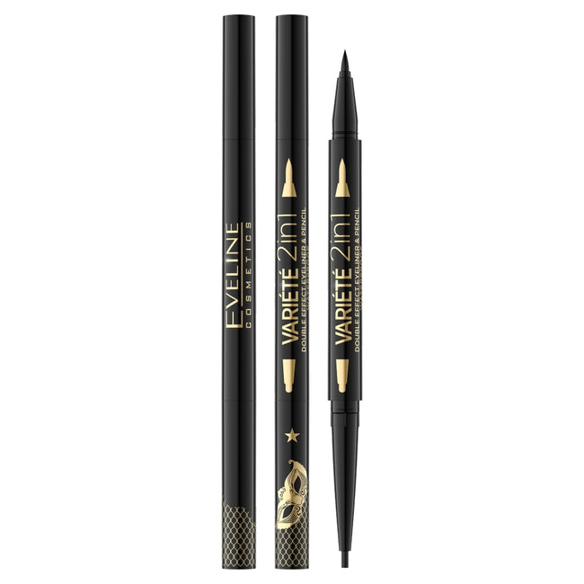 Eveline Cosmetics Variete eyeliner i kredka do oczu 2w1 Ultra Black