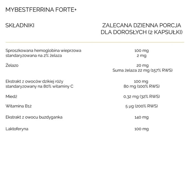 MyBestPharm MyBestFerrina Forte+ suplement diety 60 kapsułek