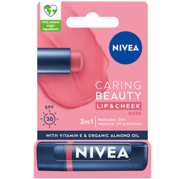 Nivea Caring Beauty pielęgnująca pomadka do ust 3w1 Rose 4.8g