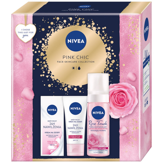 Nivea Pink Chic zestaw pianka oczyszczająca 150ml + odżywczy krem na dzień 50ml