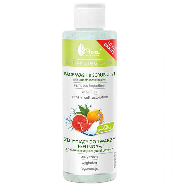 Ava Laboratorium Cleansing Line żel myjący do twarzy + peeling 2w1 z naturalnym olejkiem grapefruitowym 200ml