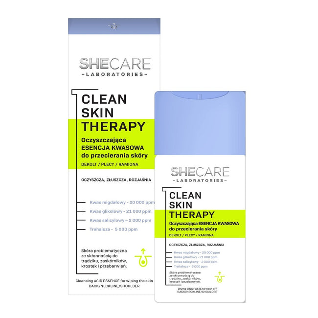 SHECARE Clean Skin Therapy oczyszczająca esencja kwasowa do przecierania skóry ciała 150ml